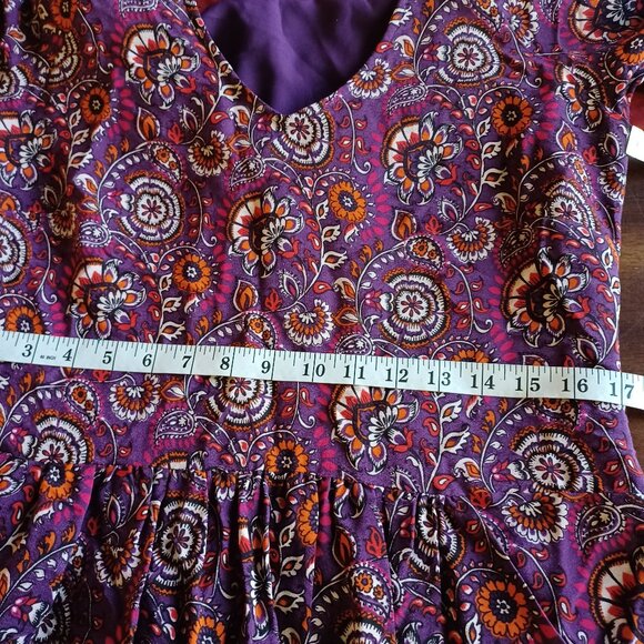 Garnet Hill Floral Drop Waist Dress, 3/4 Sleeve, Lined, Size 04 - Picture 6 of 8